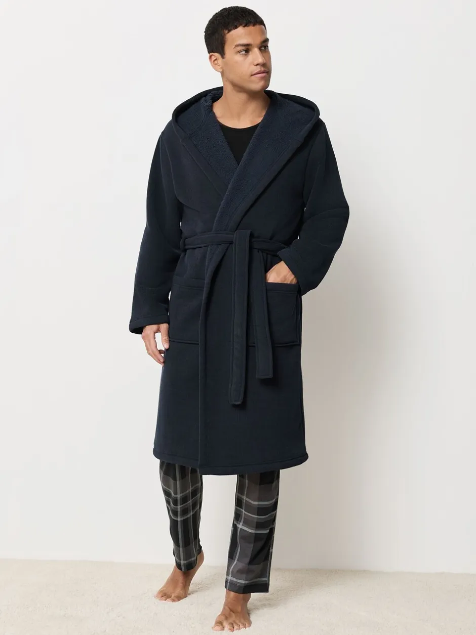 Loungewear|Kamerjassen En Badjassen*Next - Geribbelde kamerjas met textuur Donkerblauw
