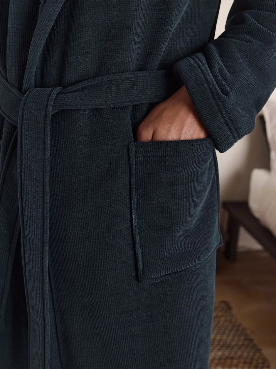 Loungewear|Kamerjassen En Badjassen*Next - Geribbelde kamerjas met textuur Donkerblauw