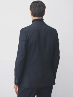 Blazers En Business-Jasjes|Pakken*Next Donkerblauw - Geruit kostuum met smalle pasvorm: colbert