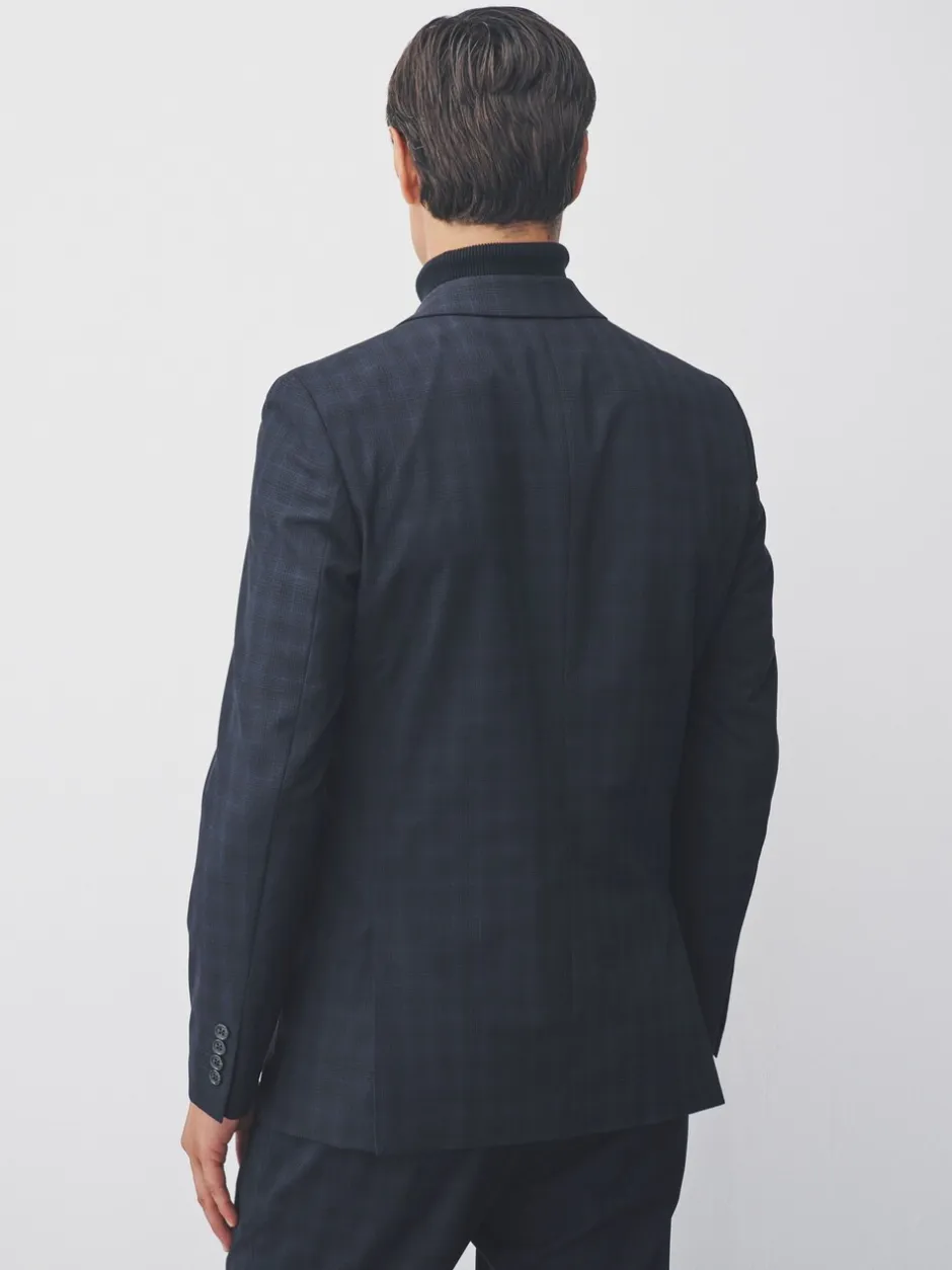 Blazers En Business-Jasjes|Pakken*Next Donkerblauw - Geruit kostuum met smalle pasvorm: colbert