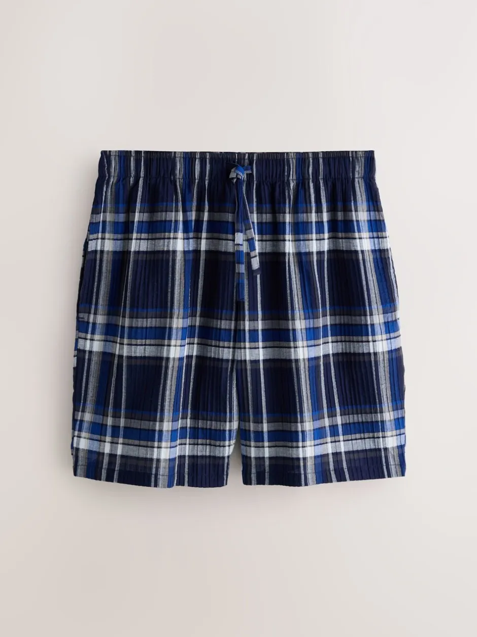 Pyjama's*Next Donkerblauw - Geruite pyjama met korte mouwen