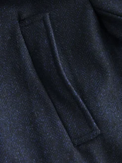 Jassen En Jacks|Next Donkerblauw - Gewatteerde jas van wolmix met visgraatmotief en geïntegreerd gilet