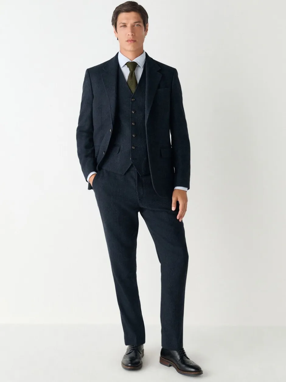Vesten|Next - Herringbone Wool Blend Suit Waistcoast Donkerblauw