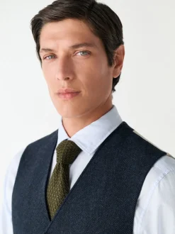 Vesten|Next - Herringbone Wool Blend Suit Waistcoast Donkerblauw