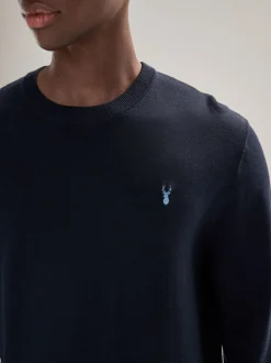 Gebreide Kleding*Next - Hertlogo - Regular Fit Cotton Rich Crew Neck Jumper Donkerblauw