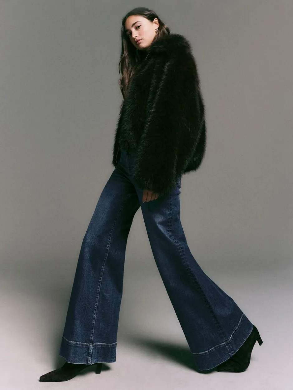 Jeans|Next - High Rise stretchy Jeans met wijde pijpen Donkerblauw
