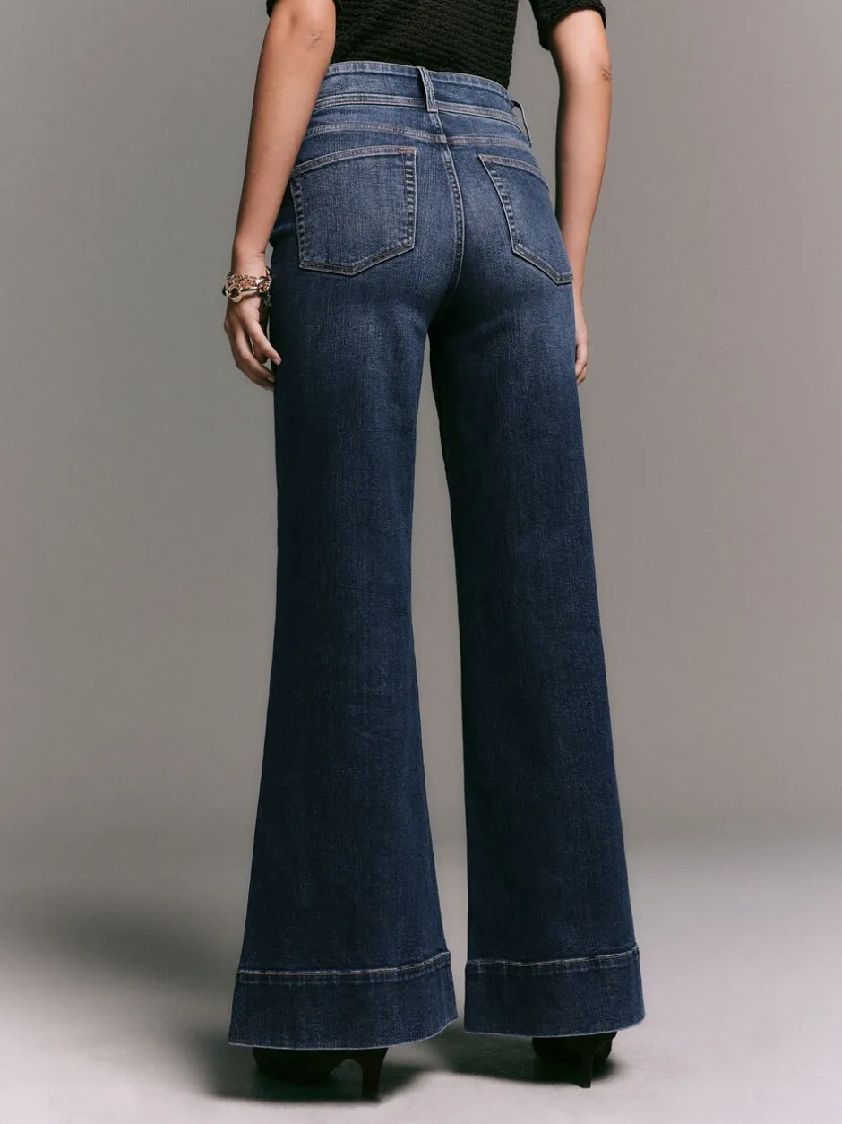 Jeans|Next - High Rise stretchy Jeans met wijde pijpen Donkerblauw