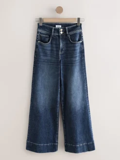 Jeans|Next - High Rise stretchy Jeans met wijde pijpen Donkerblauw