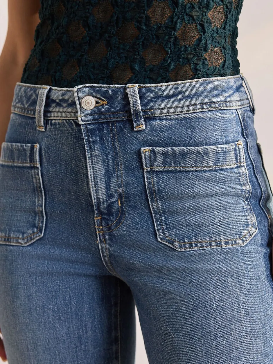 Jeans*Next - Jeans met wijde pijpen en opgestikte zakken Donkerblauw