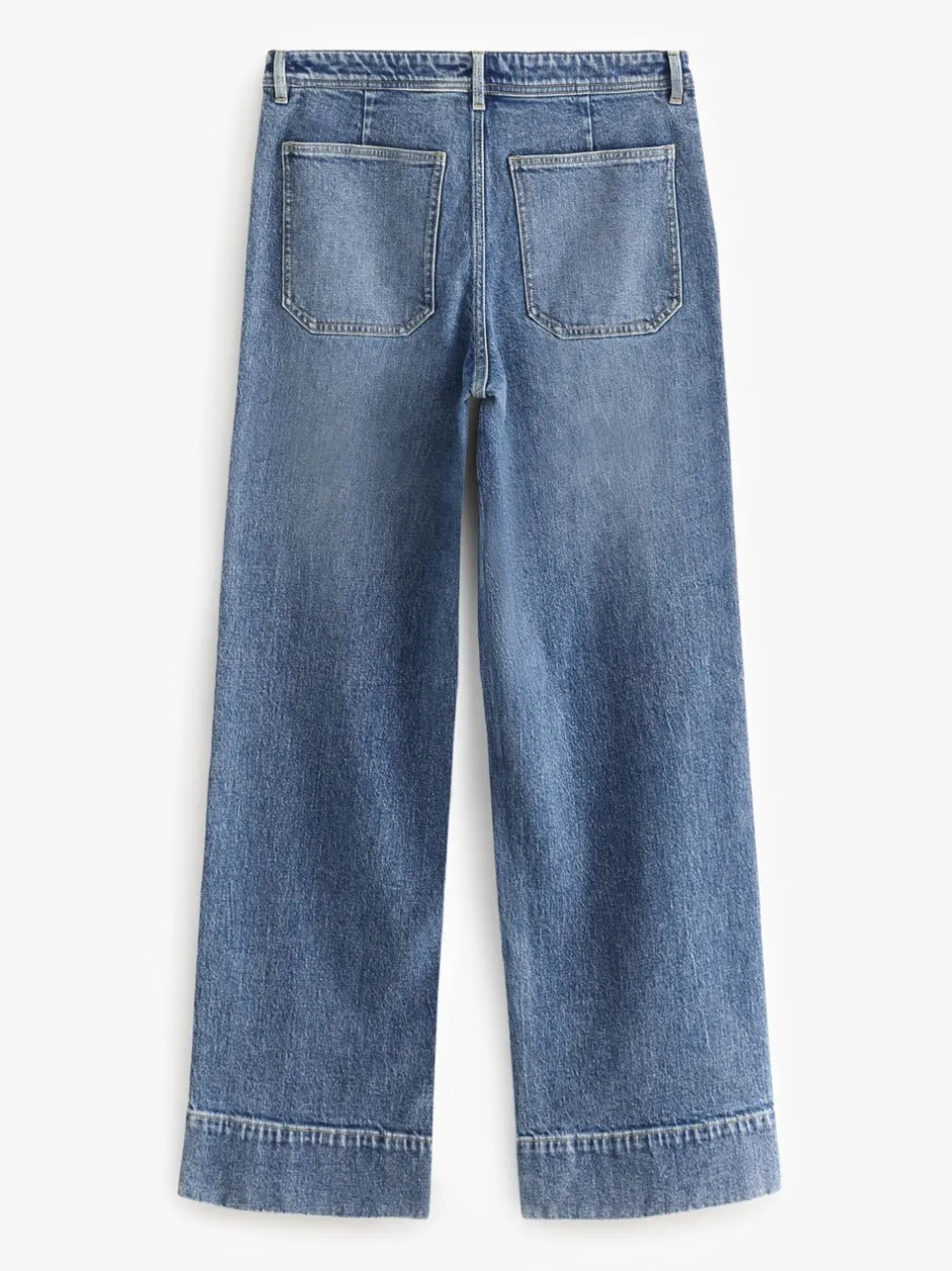 Jeans*Next - Jeans met wijde pijpen en opgestikte zakken Donkerblauw