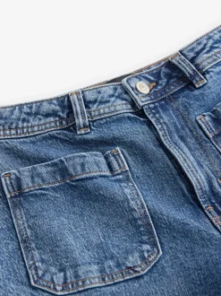 Jeans*Next - Jeans met wijde pijpen en opgestikte zakken Donkerblauw