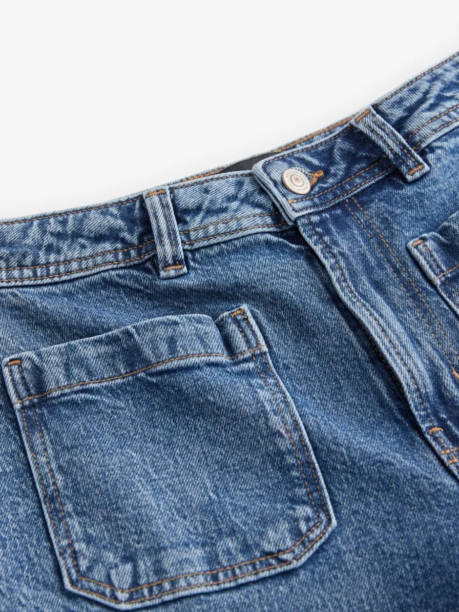Jeans*Next - Jeans met wijde pijpen en opgestikte zakken Donkerblauw