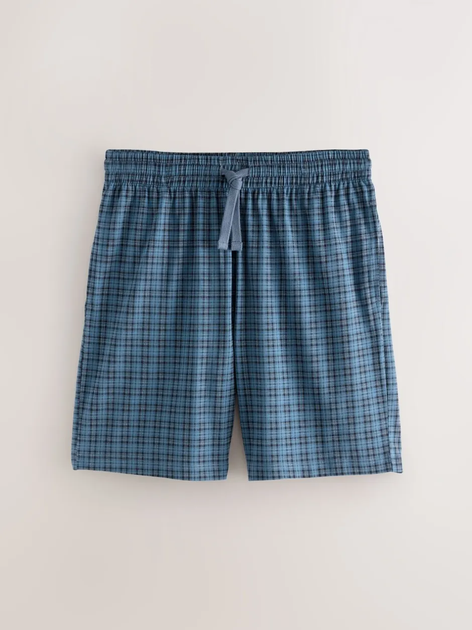 Pyjama's|Next Donkerblauw - Jersey Check Pyjamas Shorts 2 Pack