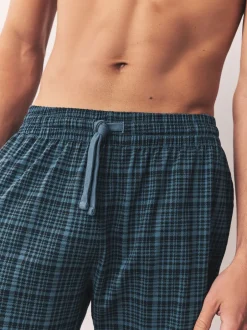 Pyjama's|Next Donkerblauw - Jersey Check Pyjamas Shorts 2 Pack