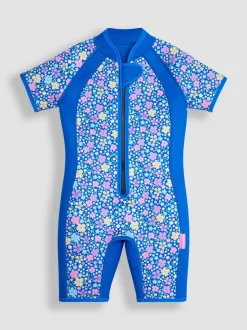Badkleding|Jojo Maman Bébé - Floral Print Junior Wetsuit Donkerblauw