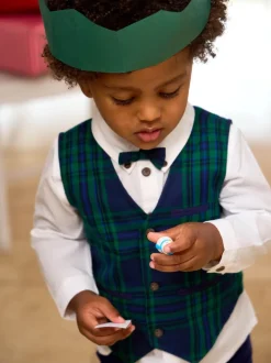 Kostuums En Herenvesten|Jojo Maman Bébé - 3-Piece Bow Tie Waistcoat & Shirt Set Donkerblauw