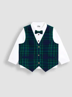 Kostuums En Herenvesten|Jojo Maman Bébé - 3-Piece Bow Tie Waistcoat & Shirt Set Donkerblauw