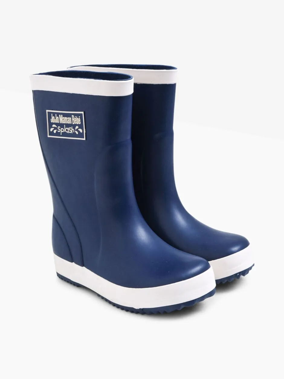 Laarzen|Laarzen|Jojo Maman Bébé - Contrast Trim Lined Wellies Donkerblauw