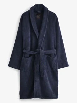 Loungewear|Kamerjassen En Badjassen|Next Donkerblauw - Katoenen kamerjas van badstof
