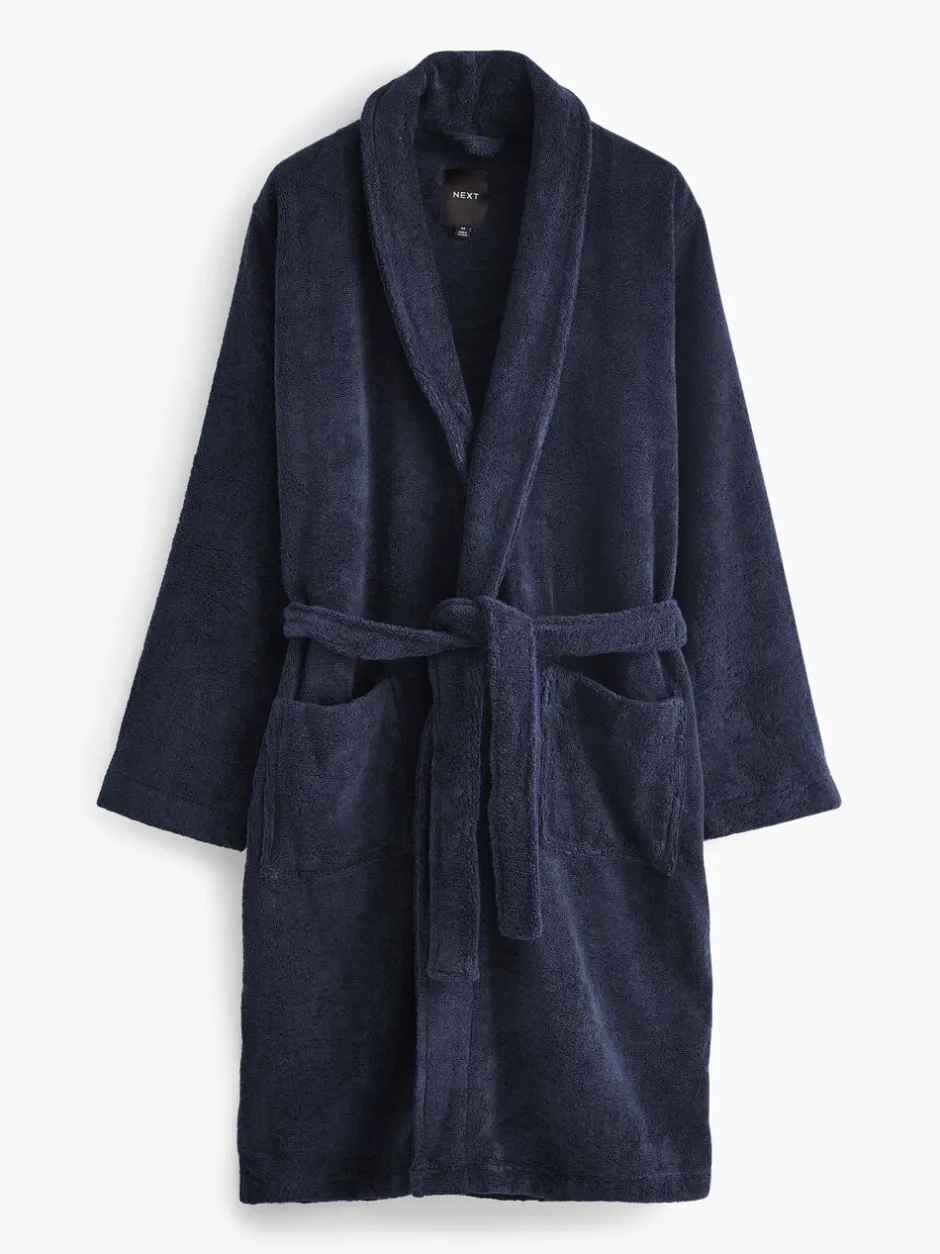Loungewear|Kamerjassen En Badjassen|Next Donkerblauw - Katoenen kamerjas van badstof
