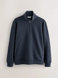 Sweaters En Hoody´S|Sweaters En Hoody´S*Next Donkerblauw - Kwartrits - Sweatshirt van jersey met hoog katoengehalte