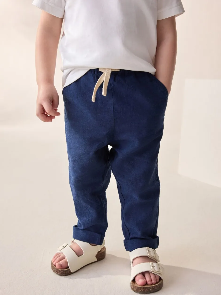 Broeken En Chino's*Next - Linnen Blend broek met elastische taille (3mnd-7jr) Donkerblauw