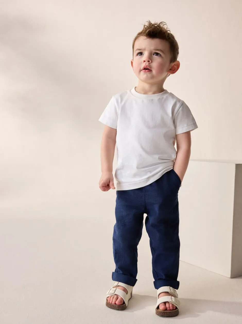 Broeken En Chino's*Next - Linnen Blend broek met elastische taille (3mnd-7jr) Donkerblauw