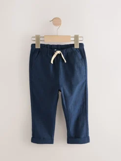 Broeken En Chino's*Next - Linnen Blend broek met elastische taille (3mnd-7jr) Donkerblauw