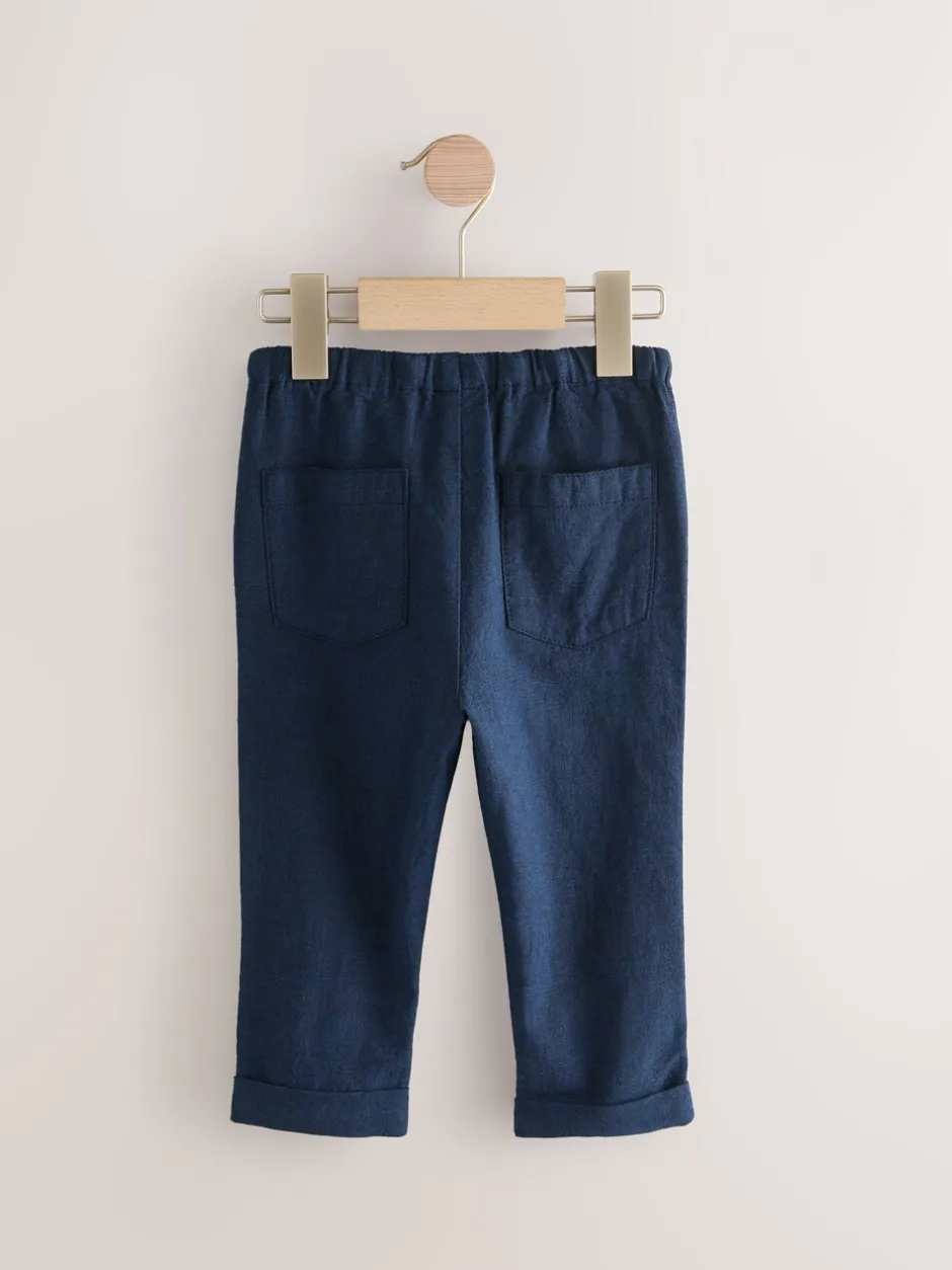 Broeken En Chino's*Next - Linnen Blend broek met elastische taille (3mnd-7jr) Donkerblauw