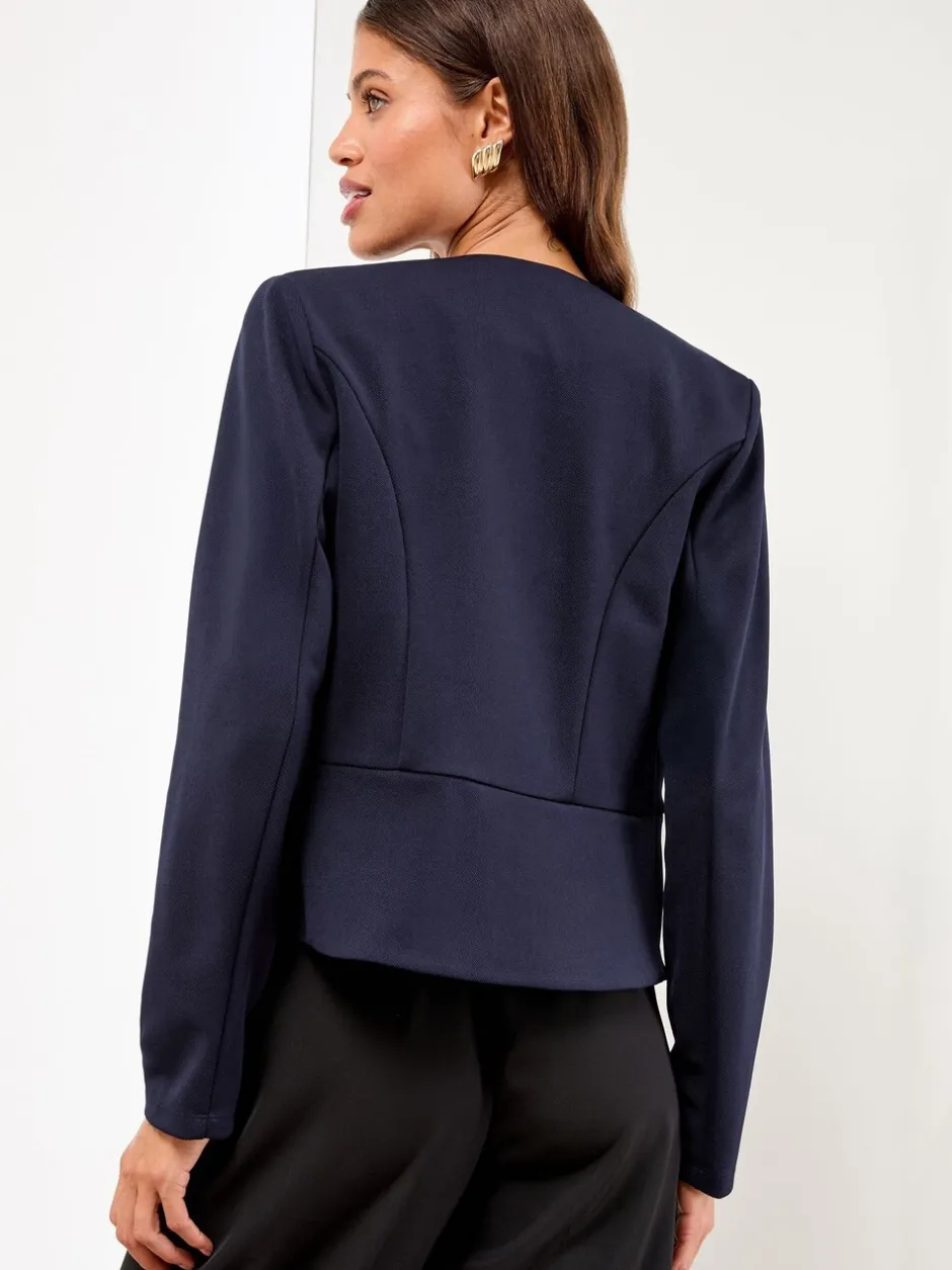 Kostuums En Werkkleding*Lipsy Donkerblauw - - Kraagloze korte blazer