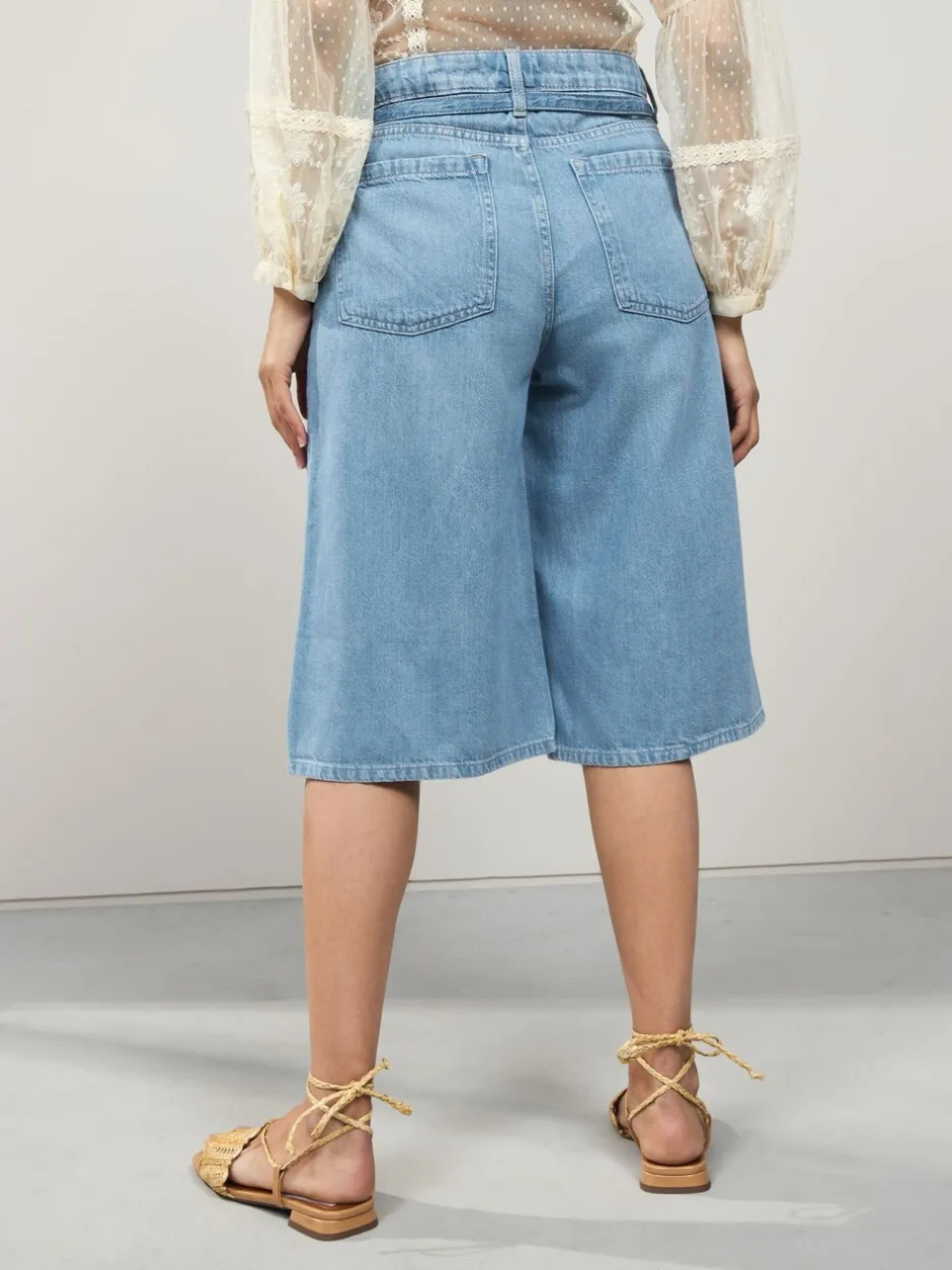 Shorts|Next - Lyocell Mix Denim shorts met stropdas Donkerblauw