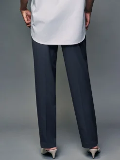 Kostuums En Werkkleding|Broeken*Next Donkerblauw - Maatgesneden slim fit broek van stevige stof