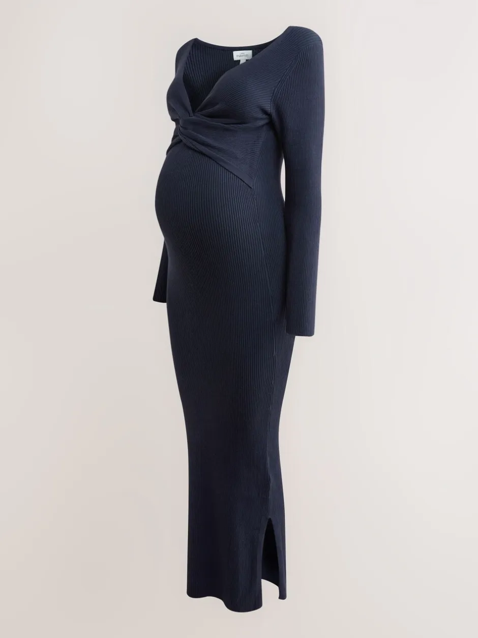 Jurken|Moederschap*Next - Maternity Twist Front Knit Jumper Dress Donkerblauw
