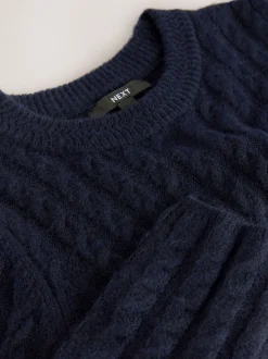 Gebreide Kleding|Jurken*Next - Mini-trui-jurk met kabelpatroon Donkerblauw