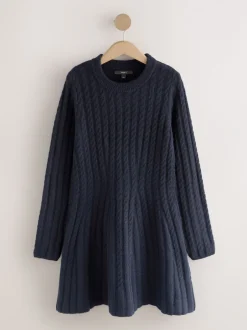 Gebreide Kleding|Jurken*Next - Mini-trui-jurk met kabelpatroon Donkerblauw