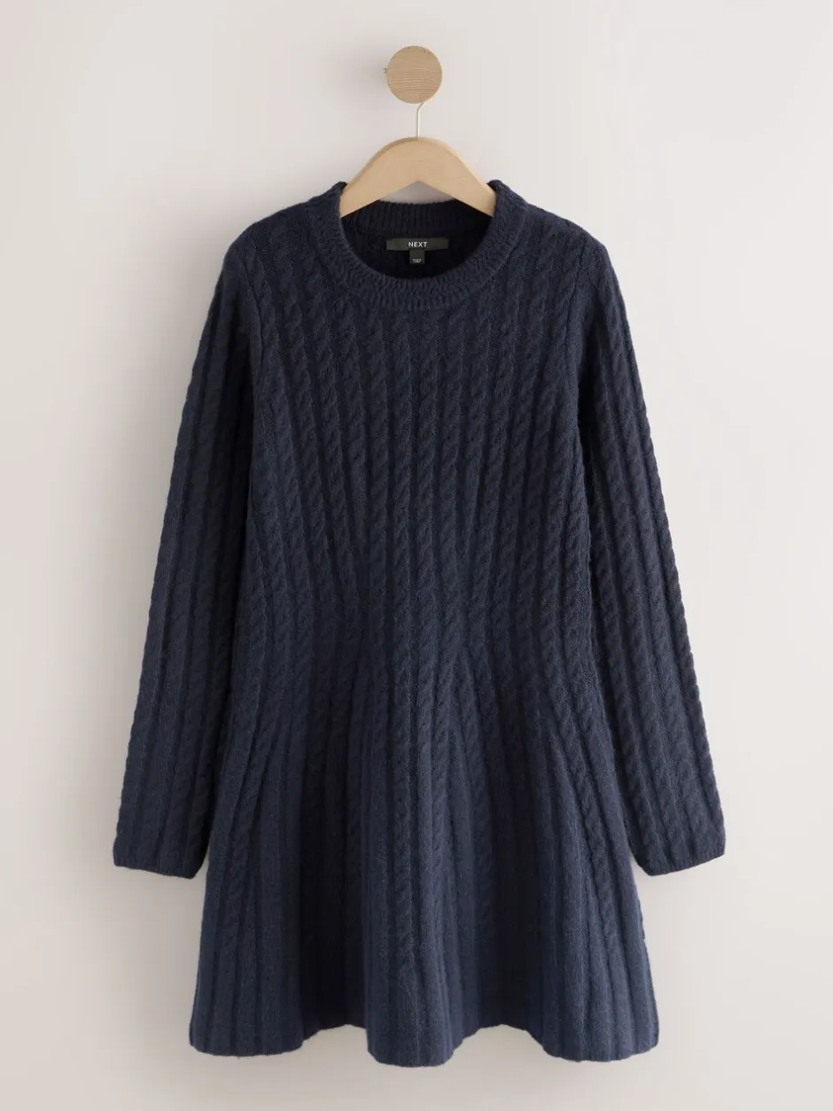 Gebreide Kleding|Jurken*Next - Mini-trui-jurk met kabelpatroon Donkerblauw