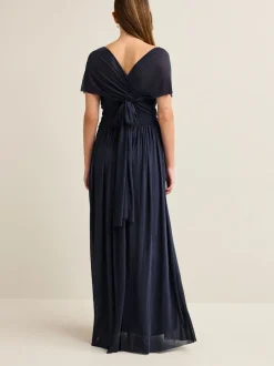 Gelegenheidskleding|Next Donkerblauw - Multiway mesh Maxi-jurk voor Bruiloftsgasten