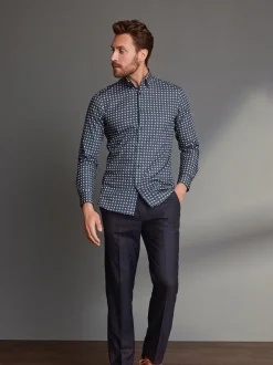 Formele Broek*Next - Normale Pasvorm - Signature - 100% Wollen broek met Motion Flex-tailleband Donkerblauw
