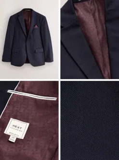 Blazers En Business-Jasjes|Pakken*Next - Normale Pasvorm - Kostuum met textuur: colbert Donkerblauw