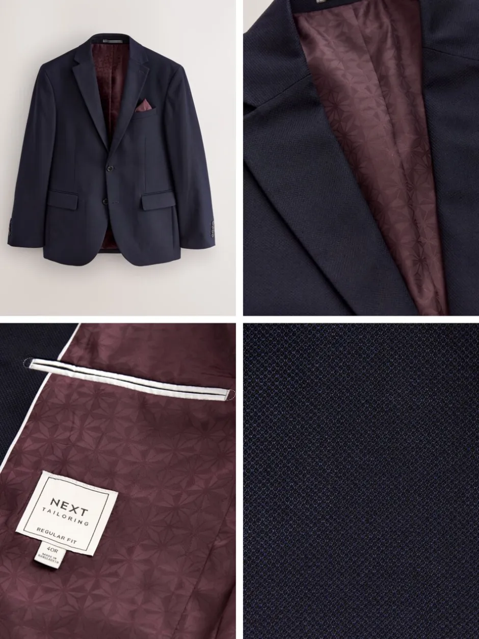 Blazers En Business-Jasjes|Pakken*Next - Normale Pasvorm - Kostuum met textuur: colbert Donkerblauw