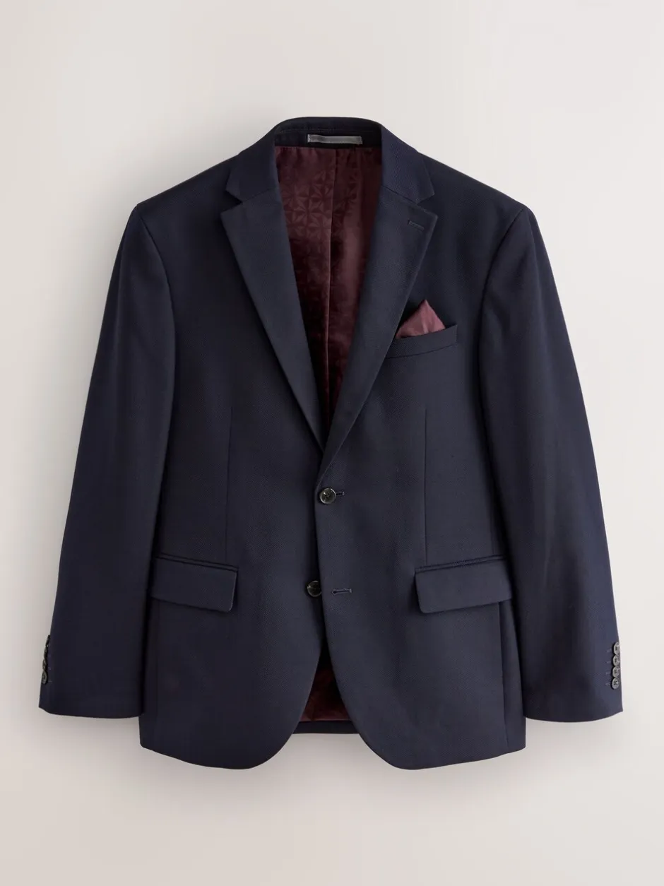 Blazers En Business-Jasjes|Pakken*Next - Normale Pasvorm - Kostuum met textuur: colbert Donkerblauw