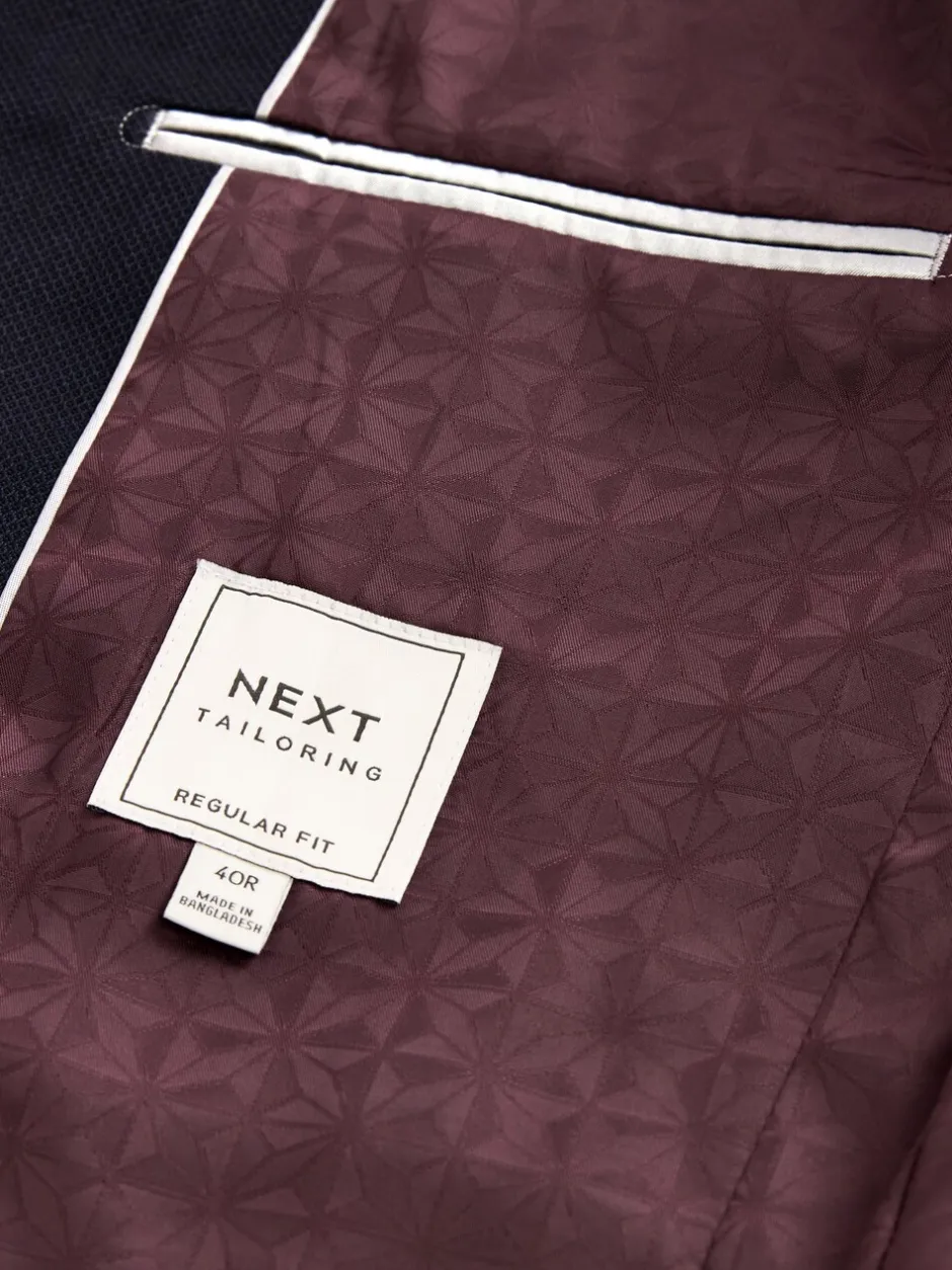 Blazers En Business-Jasjes|Pakken*Next - Normale Pasvorm - Kostuum met textuur: colbert Donkerblauw