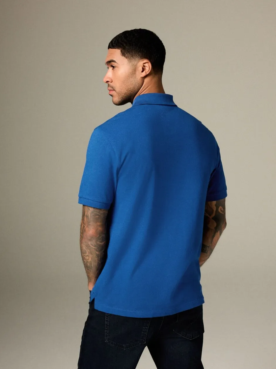 Poloshirts|T-Shirts En Hemden*Next Donkerblauw - Normale Pasvorm - Piqué poloshirt met korte mouwen