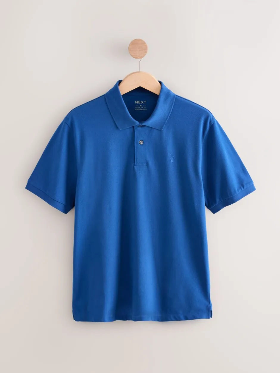 Poloshirts|T-Shirts En Hemden*Next Donkerblauw - Normale Pasvorm - Piqué poloshirt met korte mouwen
