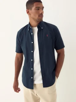 Formele Overhemden|Shirts|Next Donkerblauw - Normale Pasvorm - Oxford-overhemd met korte mouwen