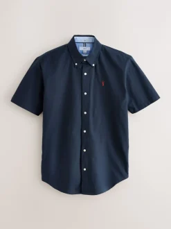 Formele Overhemden|Shirts|Next Donkerblauw - Normale Pasvorm - Oxford-overhemd met korte mouwen