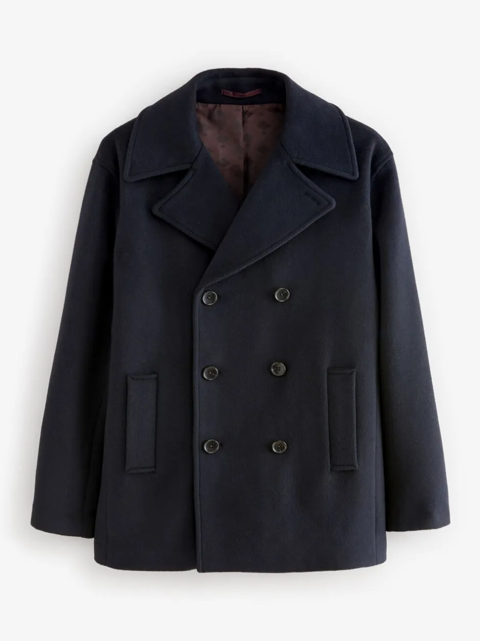 Jassen En Jacks|Next - Normale Pasvorm - Zacht aanvoelende marinejas met wol Donkerblauw