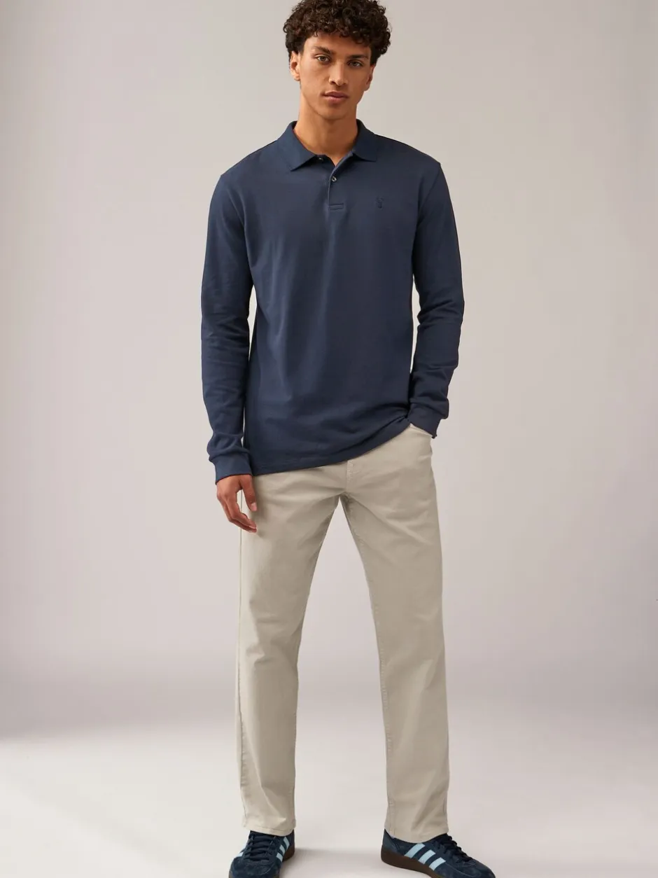 Poloshirts|T-Shirts En Hemden*Next Donkerblauw - Normale Pasvorm - Piqué polo met lange mouwen
