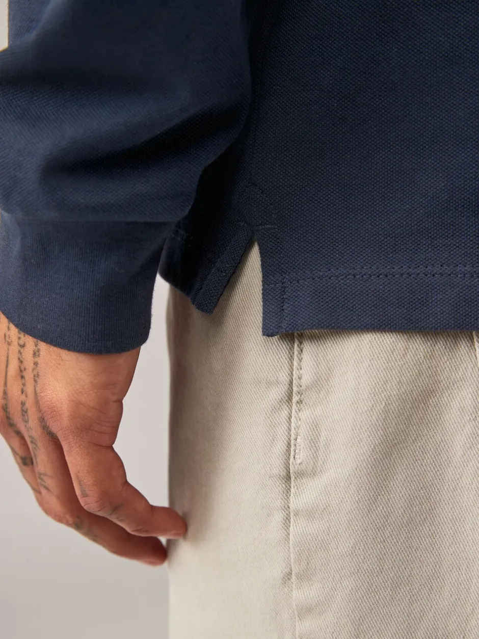 Poloshirts|T-Shirts En Hemden*Next Donkerblauw - Normale Pasvorm - Piqué polo met lange mouwen