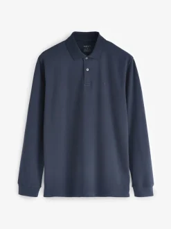 Poloshirts|T-Shirts En Hemden*Next Donkerblauw - Normale Pasvorm - Piqué polo met lange mouwen